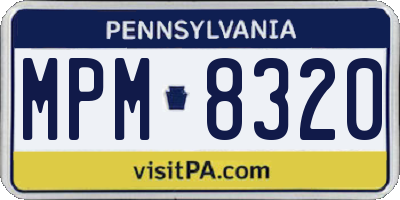 PA license plate MPM8320