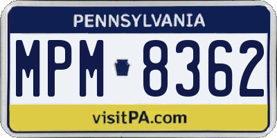 PA license plate MPM8362