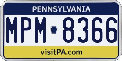 PA license plate MPM8366