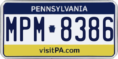 PA license plate MPM8386