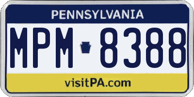 PA license plate MPM8388