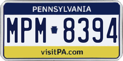 PA license plate MPM8394