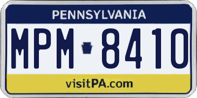 PA license plate MPM8410