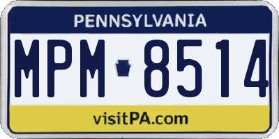 PA license plate MPM8514