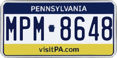 PA license plate MPM8648