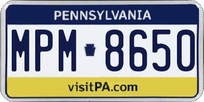 PA license plate MPM8650