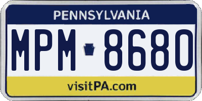 PA license plate MPM8680