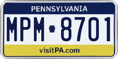 PA license plate MPM8701
