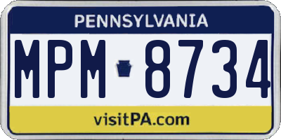 PA license plate MPM8734