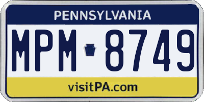 PA license plate MPM8749