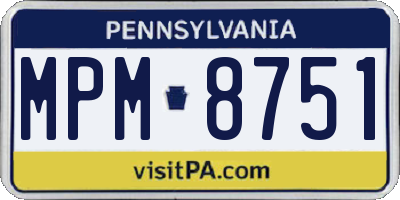 PA license plate MPM8751