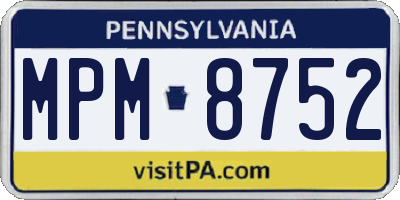 PA license plate MPM8752
