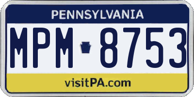 PA license plate MPM8753