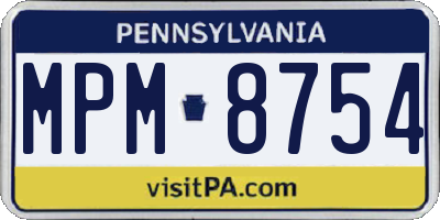 PA license plate MPM8754