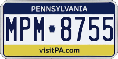 PA license plate MPM8755