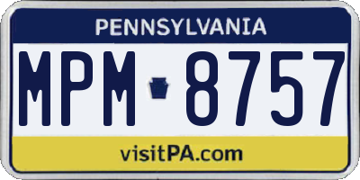 PA license plate MPM8757