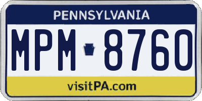 PA license plate MPM8760