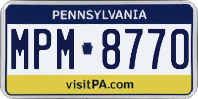 PA license plate MPM8770