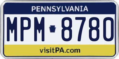 PA license plate MPM8780