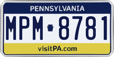 PA license plate MPM8781