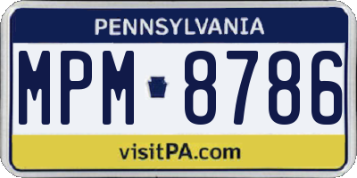 PA license plate MPM8786