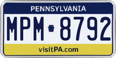 PA license plate MPM8792
