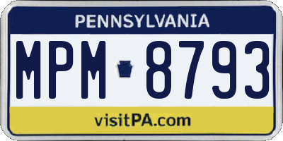 PA license plate MPM8793