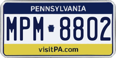 PA license plate MPM8802