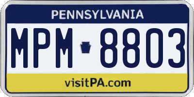 PA license plate MPM8803