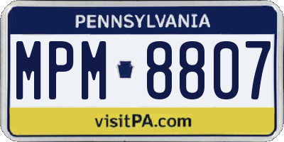 PA license plate MPM8807