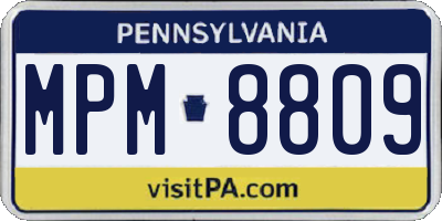 PA license plate MPM8809