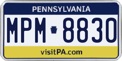 PA license plate MPM8830