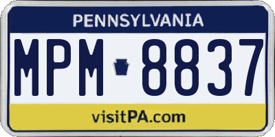 PA license plate MPM8837