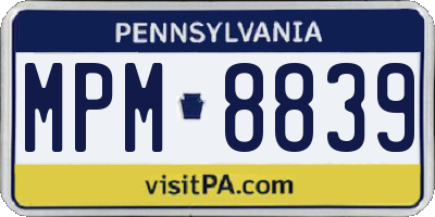 PA license plate MPM8839