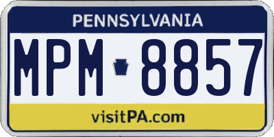 PA license plate MPM8857