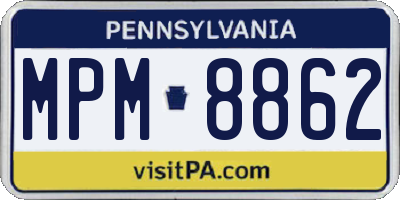 PA license plate MPM8862