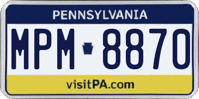 PA license plate MPM8870