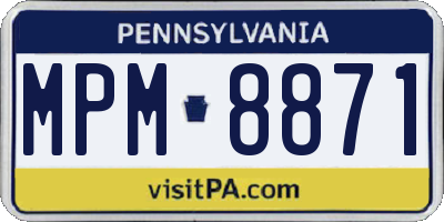 PA license plate MPM8871