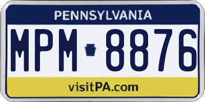 PA license plate MPM8876