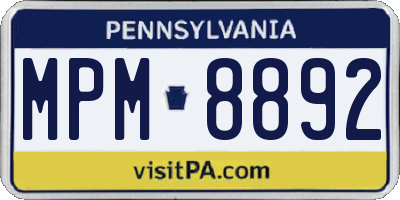 PA license plate MPM8892