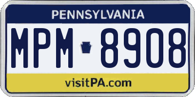 PA license plate MPM8908