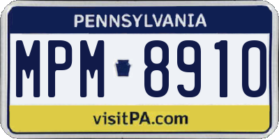 PA license plate MPM8910