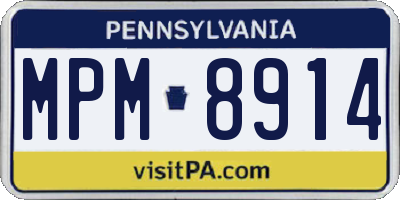 PA license plate MPM8914
