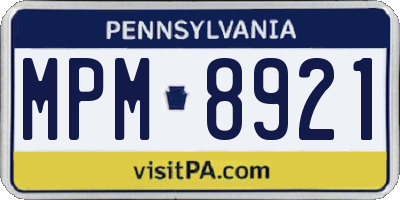 PA license plate MPM8921