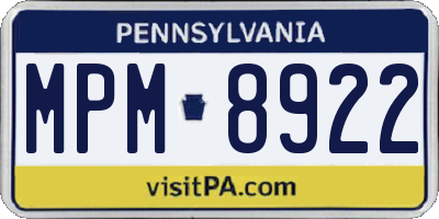 PA license plate MPM8922