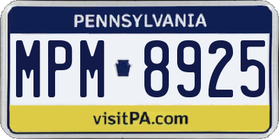 PA license plate MPM8925