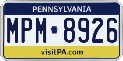 PA license plate MPM8926