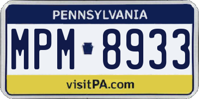 PA license plate MPM8933