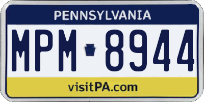 PA license plate MPM8944