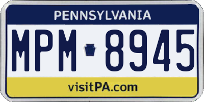 PA license plate MPM8945